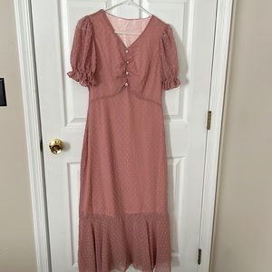 Size S textured pink/mauve maxi Shein dress